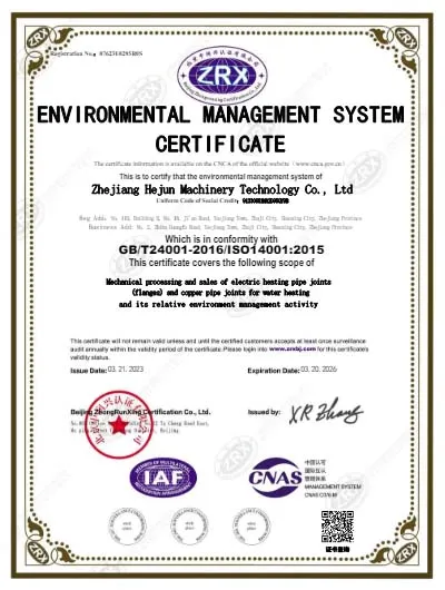 zrx-emsc ISO14001: 2015 Certificate