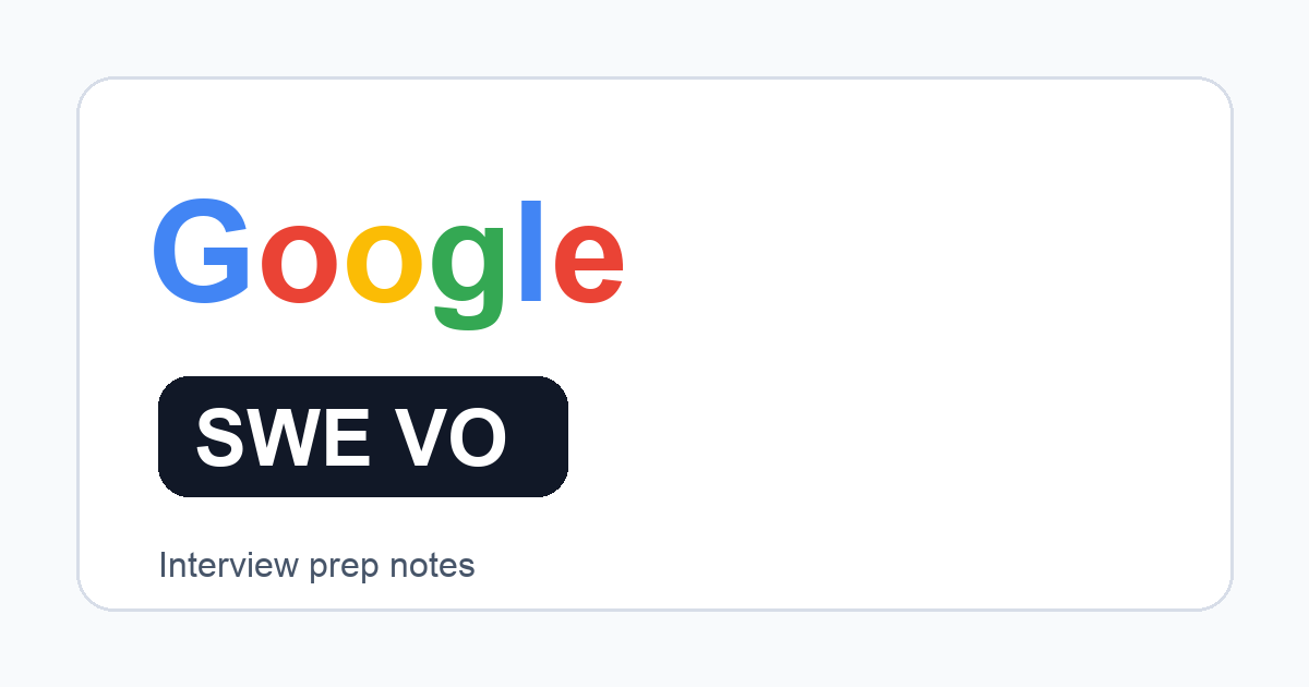 Google SWE VO 面经｜Virtual Onsite Coding + System Design + BQ 全流程复盘