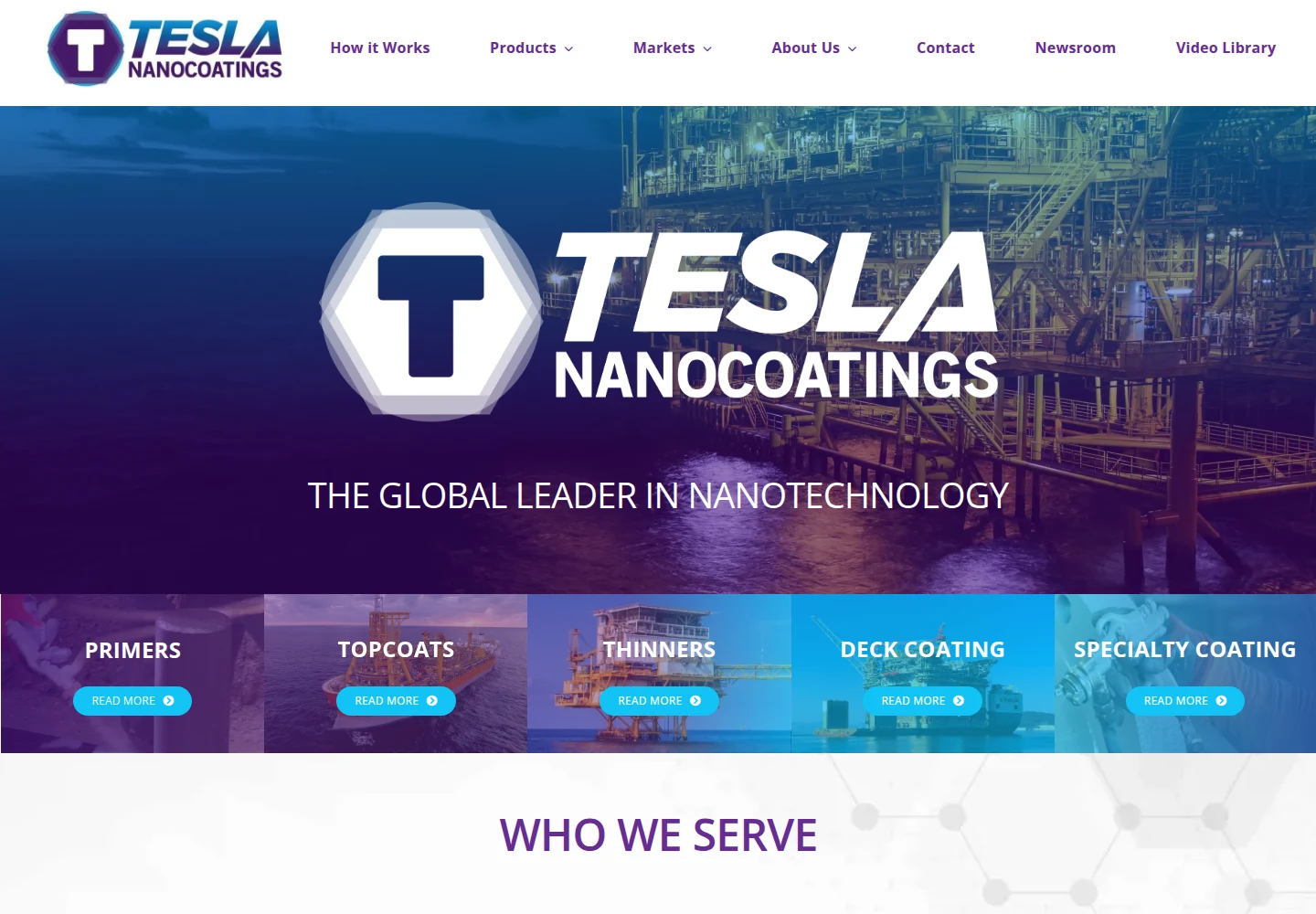 Tesla NanoCoatings 网站首页截图