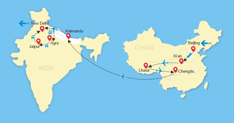 china-nepal-india tour