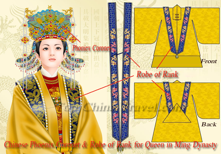 chinese phoniex coronet & robe of rank for queen in ming dynasty