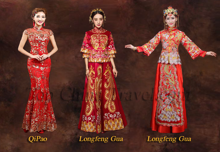 chinese wedding dress qipao & longfeng gua
