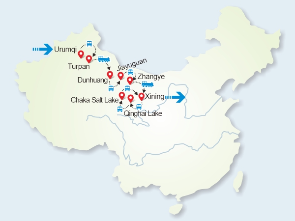 /pic/china-tour-map-600X450/Urumqi-Turpan-Dunhuang-Jiayuguan-Zhangye-Xining-QinghaiLake-ChakaSaltLake-Xining.jpg