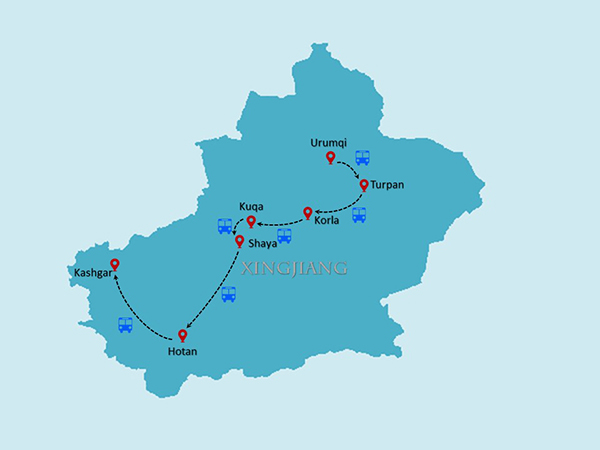 /pic/china-tour-map-600X450/urumqi-turpan-korla-minfeng-hotan-kashgar-urumqi.jpg