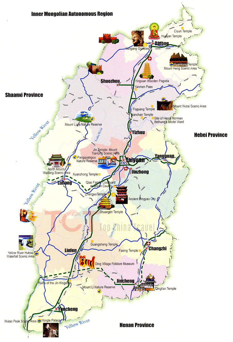 Shanxi Tourist Map