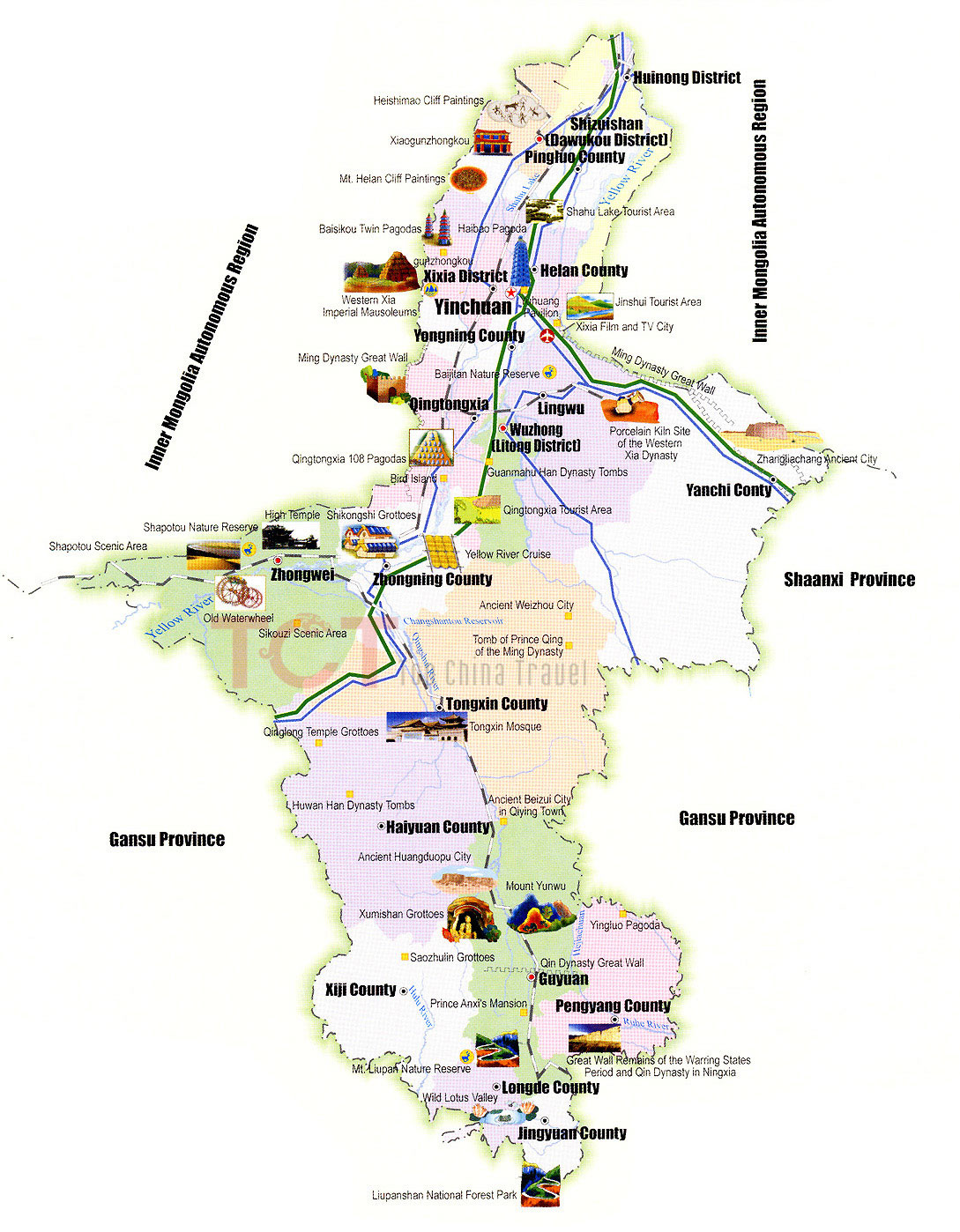 Ningxia Tourist Map