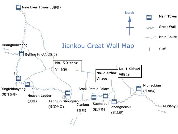 Jiankou Great Wall Map