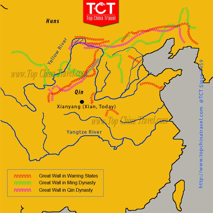 length of great wall china in different dynasties