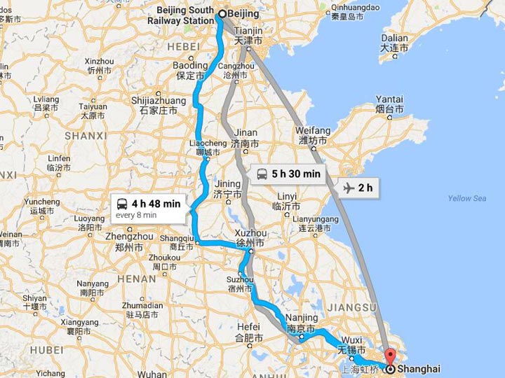 Beijing to Shanghai