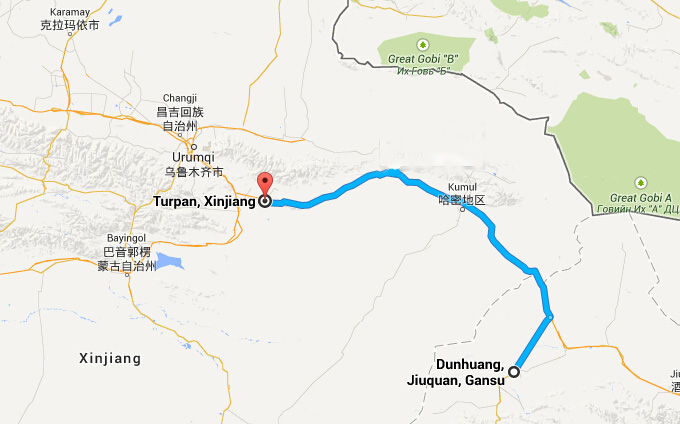 travel from Dunhuang to Turpan