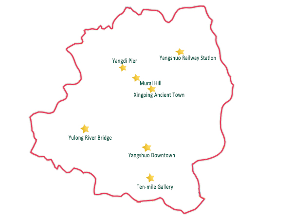 Yangshuo tour highlights map