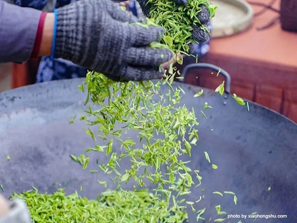 frying tea leaves