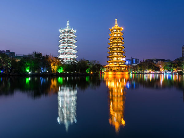 Sun and Moon Pagodas Guilin