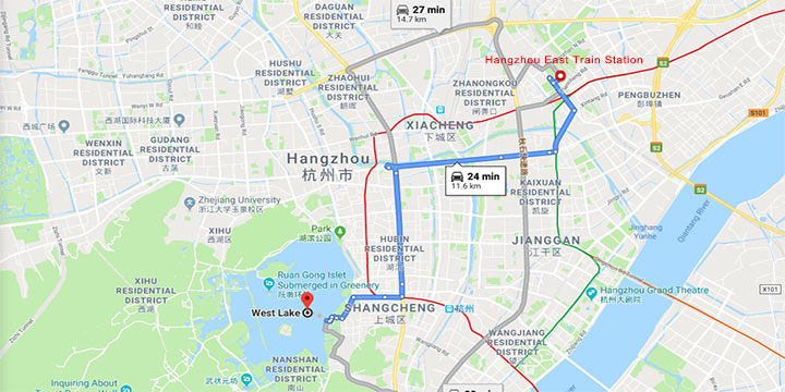 get to west lake from hangzhou east railway station