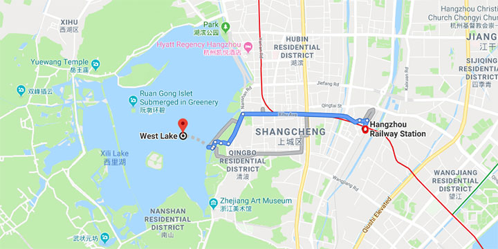 get to west lake from hangzhou railway station