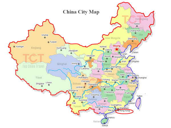 Hong Kong on map