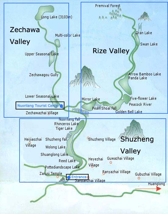 Jiuzhaigou Valley Map