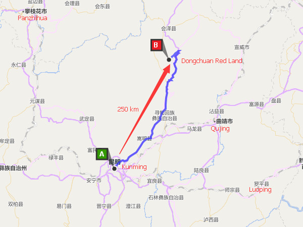 How to get to dongchuan red land from kunming