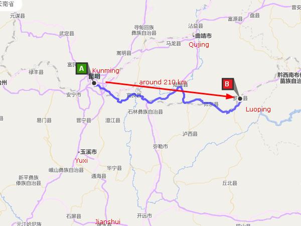 Kunming Luoping Map