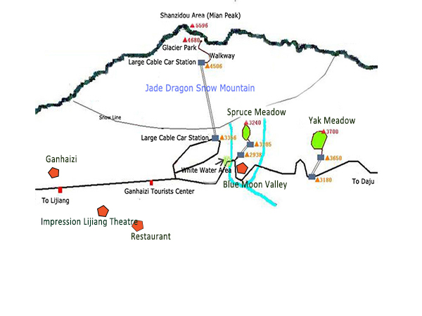 Jade Dragon Snow Mountain tourist map