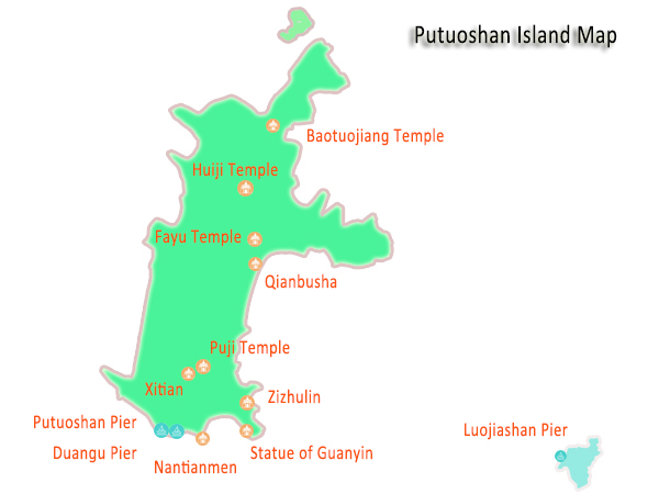 Putuoshan Tourist map-how to plan a trip to Putuoshan