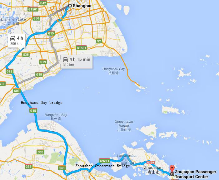 Self-driving Route from Shanghai to Putuoshan Self-driving Route from Shanghai to Putuoshan