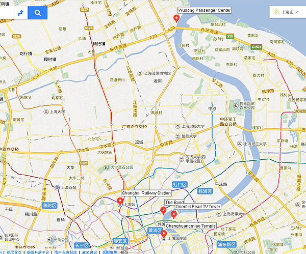 Shanghai Port Wusong Passenger Center Map