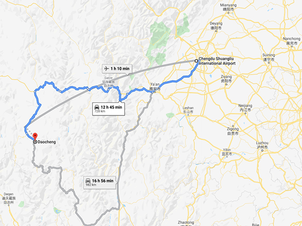 how to get to Daocheng Yading from Chengdu