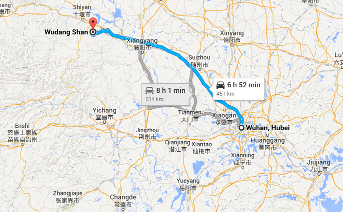travel to Mount Wudang from Wuhan