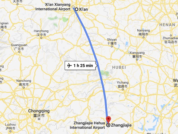 flight from Xian to Zhangjiajie