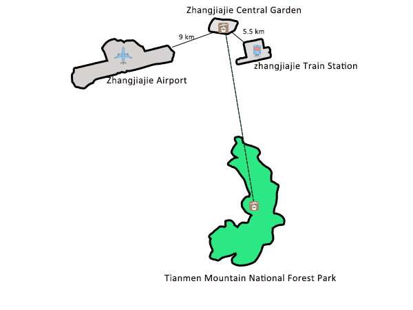 transport to Tianmen Mountain from Zhangjiajie map