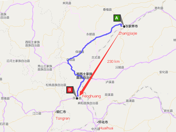 Zhangjiajie Fenghuang Map