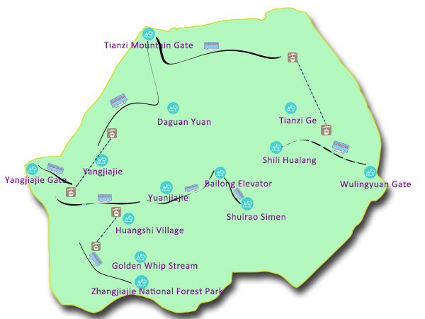Zhangjiajie National Forest Park Tourist Map