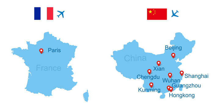 France to China direct flights