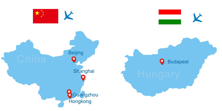 flight from Hungary to China