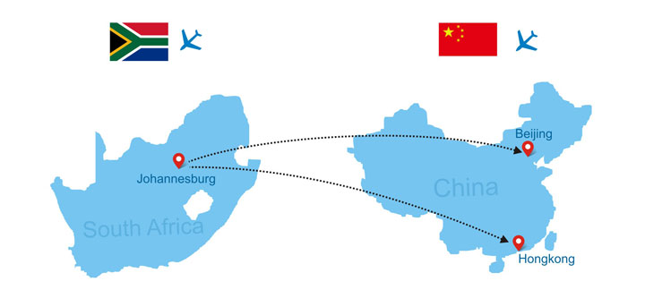 South Africa to China direct flights