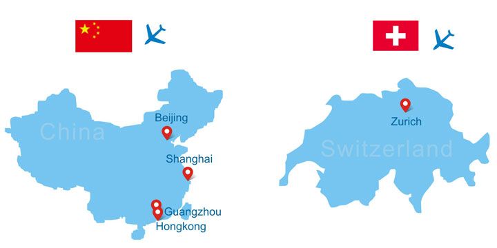 flight from Switzerland to China