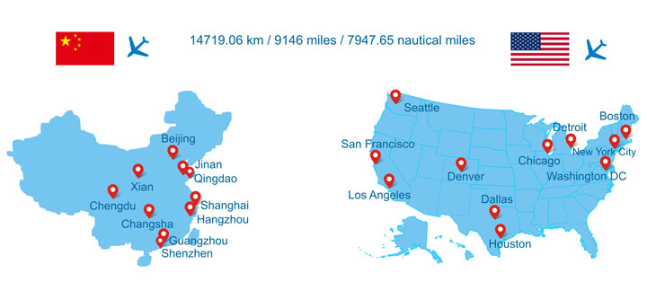Non-stop flights to China from USA