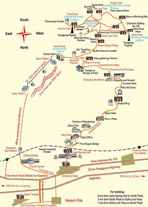 Tourist Map of Mount Hua Scenic Spot