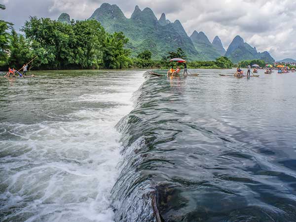 Taking bamboo raft in Guilin