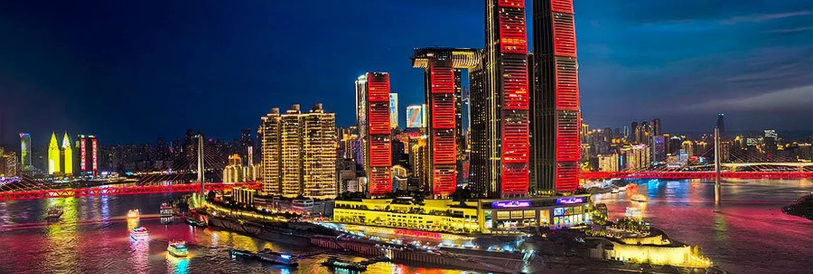 Chongqing riverfront skyline at night